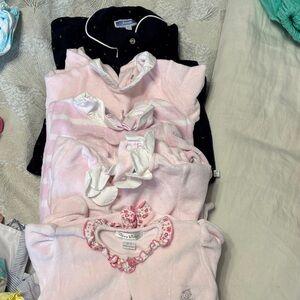 Pink Baby Sleepers with White Accents